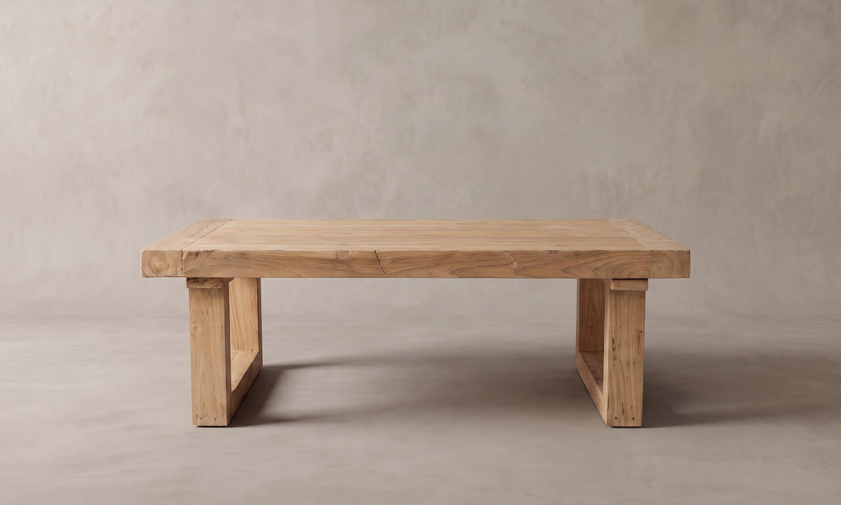 Brygga soffbord i återvunnen teak, rakt framifrån