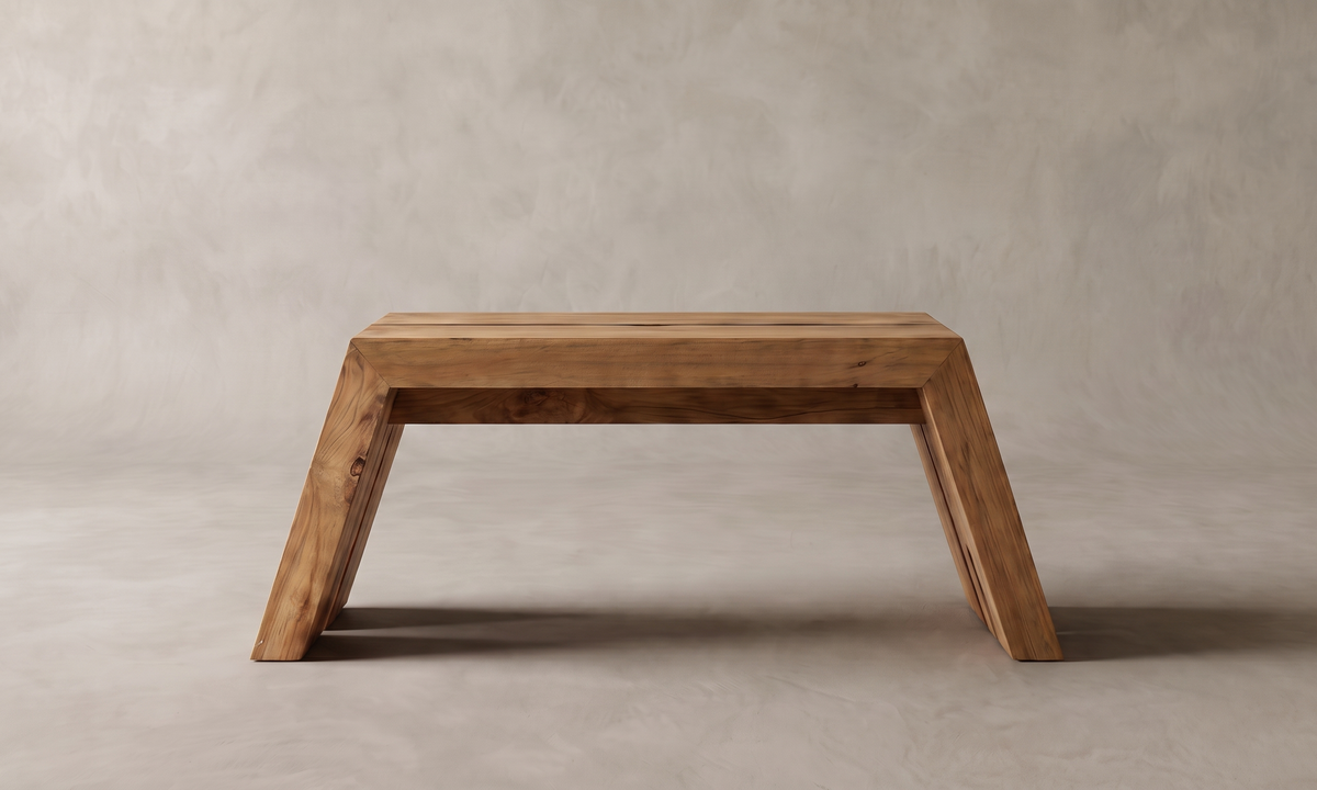 Skål sidobord i massiv teak, sett rakt framifrån